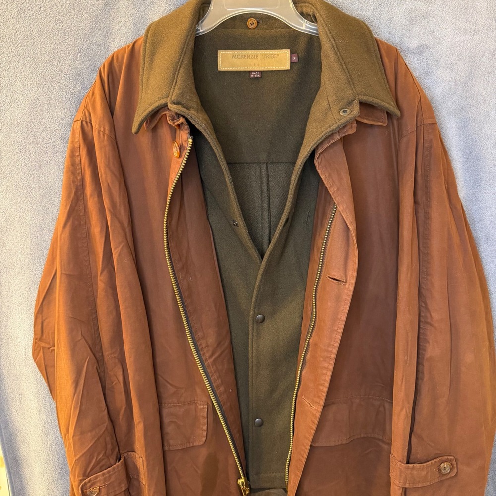 McKenzie Tribe Mens Large (M Tag) Field Jacket Brown Canvas Wool Lined USA Made
